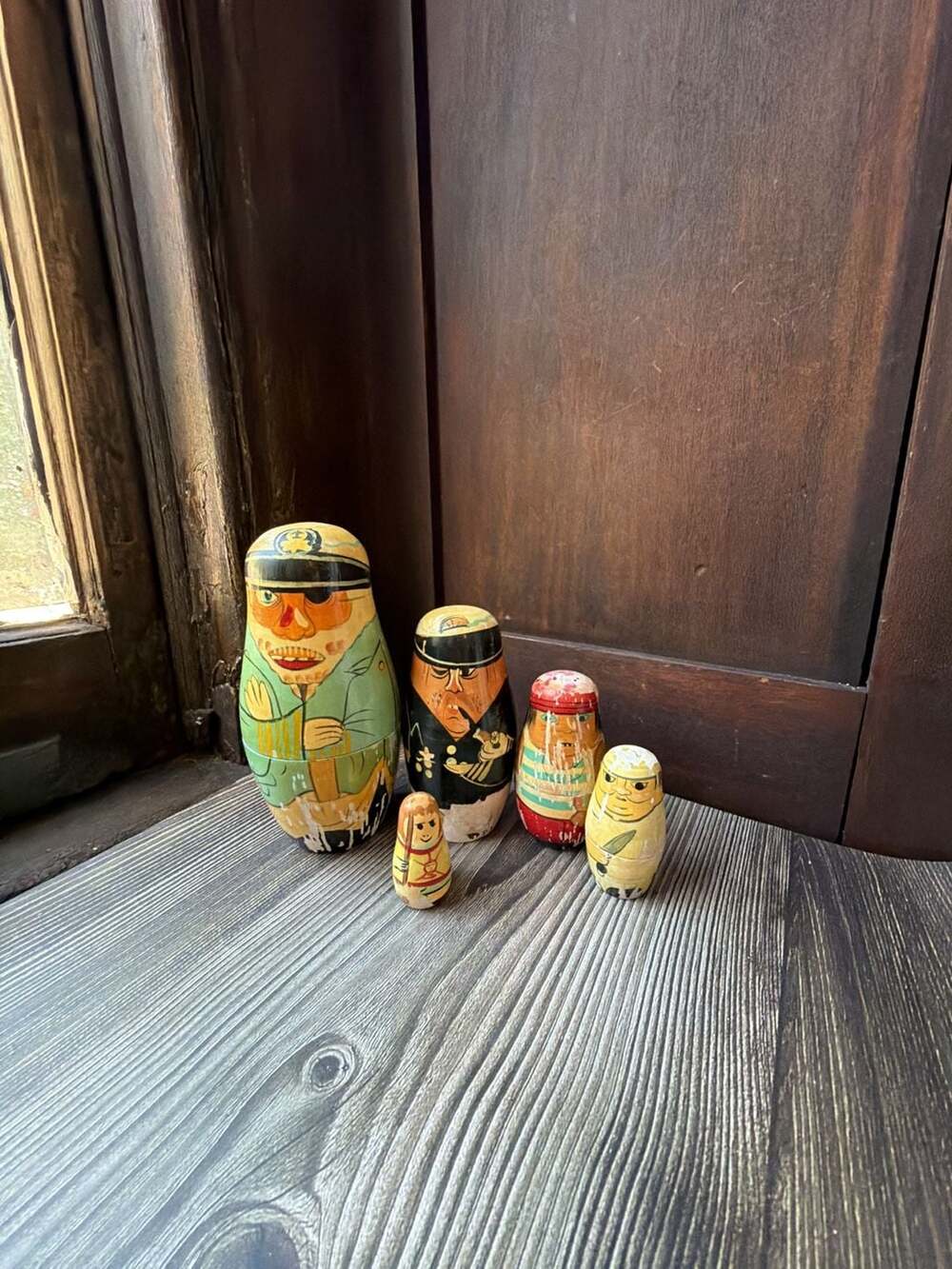 Vintage Soviet Era RARE SEA Captain Nesting Dolls Themed Matryoshka